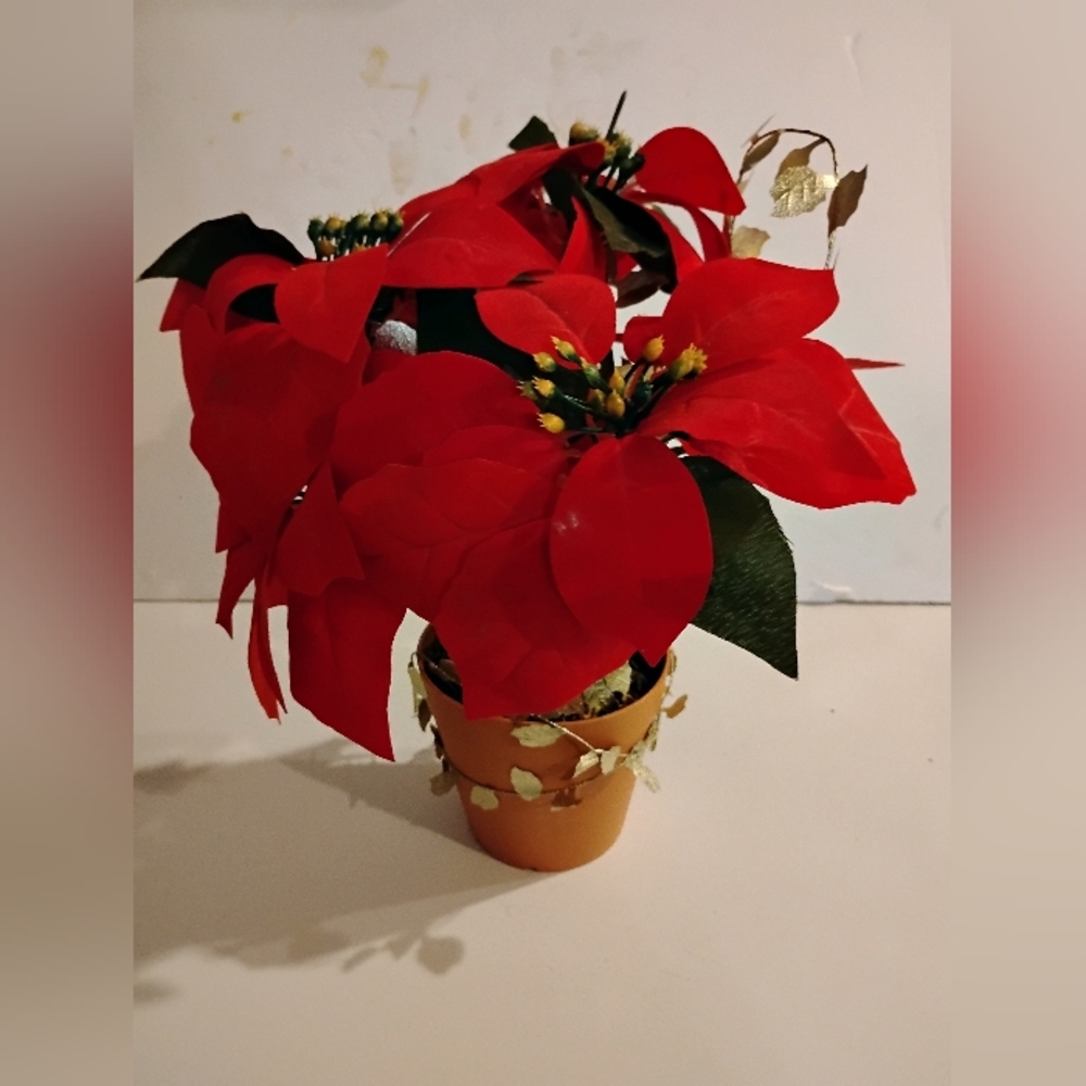 Festive Red Faux Poinsettia  Christmas Holiday Decoration